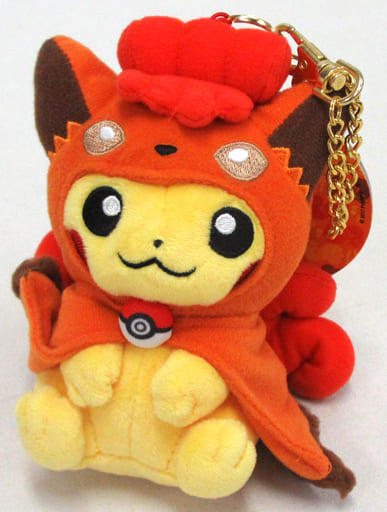 Pikachu Wearing Vulpix Poncho Pokemon Mascot Pokemon Center Sapporo Reopening Commemoration Limited Edition Key Chain [USED]