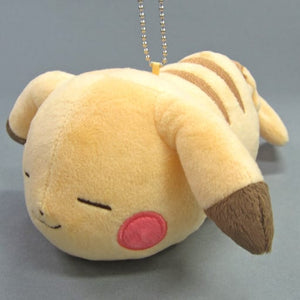 Pikachu Kimini Muchu Lying Down Pokemon Big Stuffed Toy that Can Be Attached To Bag Key Ring [USED]