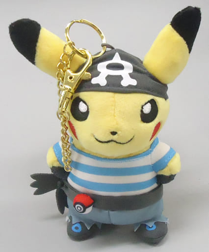 Pretend Grunt Pikachu Team Aqua Pokemon Mascot Pokemon Center Limited Key Chain [USED]