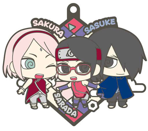 Sasuke Sakura Salad Boruto: Naruto Next Generations Buddycolle Rubber Mascot Family Datte Basa! Edition Key Ring [USED]