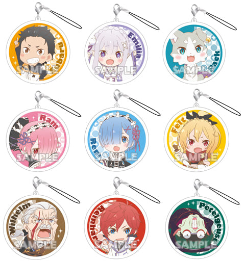 Emilia, etc. Re:ZERO -Starting Life in Another World- Cararium Acrylic Strap Vol.1 All 9 Types Set Key Chain [USED]