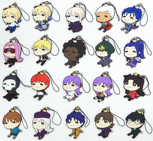 Gilgamesh, etc. Fate/stay night: Heaven's Feel Ichiban Kuji Rubber Charm Nimoji Series Poya Prize E All 20 Types Set Key Chain [USED]