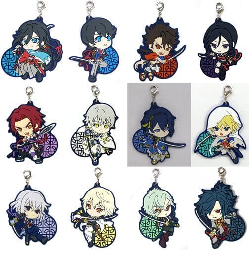 Izuminokami Kanesada, etc. Katsugeki Touken Ranbu Kuji Rubber Mascot Prize H All 12 Types Set Key Chain [USED]