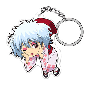 Gintoki Sakata Perko Ver. Gintama Acrylic Tsumamare Keychain Gin-san darake no Tsumamare Series Key Chain [USED]