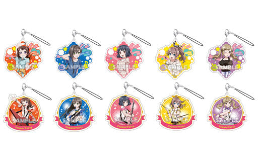 Tae Hanazono, etc. Bang Dream! Girls Band Party! Cararium Poppin'Party Acrylic Strap All 10 Types Set Key Chain [USED]