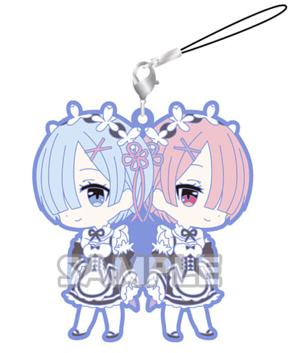 Ram Rem Kiri! Re:ZERO -Starting Life in Another World- Ram to Rem ga Ippai Rubber Charm Key Chain [USED]