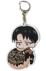 Levi Attack on Titan Kajirikko Acrylic Key Chain Charadri!! Collabo Cafe Honpo Limited Key Chain [USED]