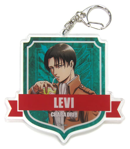 Levi Ackerman Attack on Titan Chara Dri!! Acrylic Key Chain Collabo Cafe Honpo Limited Key Chain [USED]