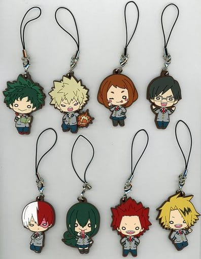 Ochaco Uraraka, etc. My Hero Academia Nitotan Uniform Rubber Mascot Jump Festa 2018 Limited All 8 Types Set Key Chain [USED]