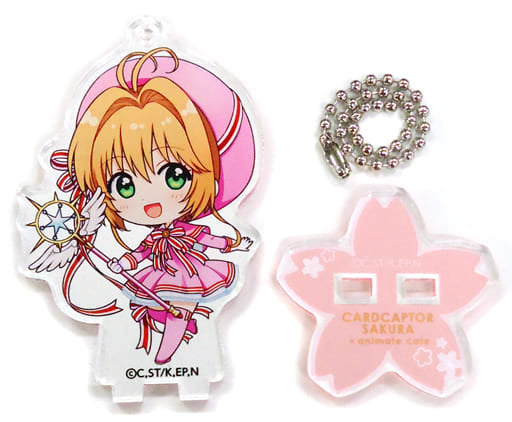 Sakura Kinomoto Battle Costume Pink Cardcaptor Sakura: Clear Card Trading Acrylic Stand Key Chain animatecafe Akihabara Limited Key Chain [USED]