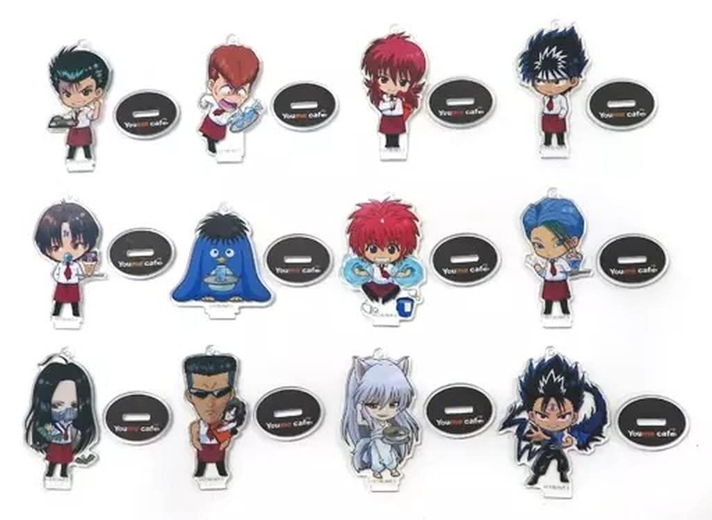 Kazuma Kuwabara, etc. Yu Yu Hakusho Trading Acrylic Stand Keychain animate cafe Limited All 12 Types Set Key Chain [USED]