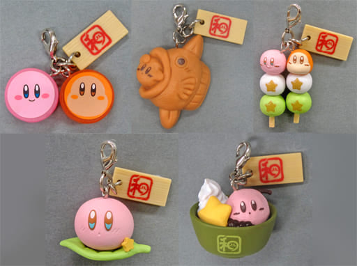 Kirby, etc. Kirby Ichiban Kuji Fuwafuwa Wa Collection Poyopoyo Biyori Chokonto Wagashi Kirby Charm Prize F All 5 Types Set Charm [USED]