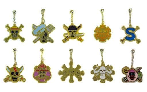 Roronoa Zoro, etc. One Piece Pirate Flag Charm 50th Anniversary Weekly Shonen Jump Exhibition Vol.3 Limited All 10 Types Set Charm [USED]