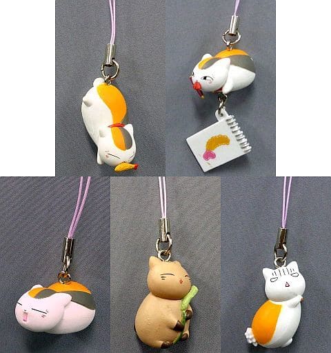 Nyanko-sensei, etc. Natsume's Book of Friends Nyanko-sensei Tedium Strap Part6 All 5 Types Set Key Chain [USED]