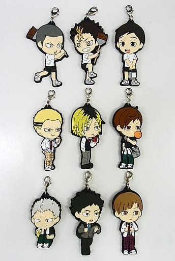Tanaka Ryunosuke, etc. Haikyu!! Ichiban Kuji Match Breathing Rubber Charm Kyun Chara Illustrations 2 Years Prize N All 9 Types Set Charm [USED]