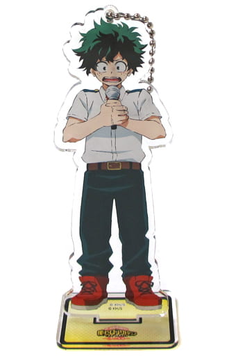 Izuku Midoriya My Hero Academia: Two Heroes Default Style Acrylic Stand Keychain Karaoke no Tetsujin Limited Key Chain [USED]