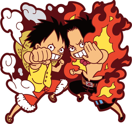 Monkey D. Luffy Portgas D. Ace One Piece Buddycolle Rubber Mascot Luffy Special! Key Ring [USED]
