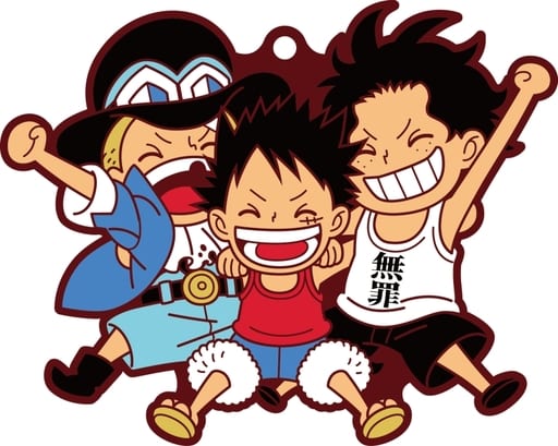 Monkey D. Luffy Portgas D. Ace Sabo One Piece Buddycolle Rubber Mascot Luffy Special! Key Ring [USED]