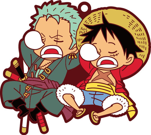 Monkey D. Luffy Roronoa Zoro One Piece Buddycolle Rubber Mascot Luffy Special! Key Ring [USED]