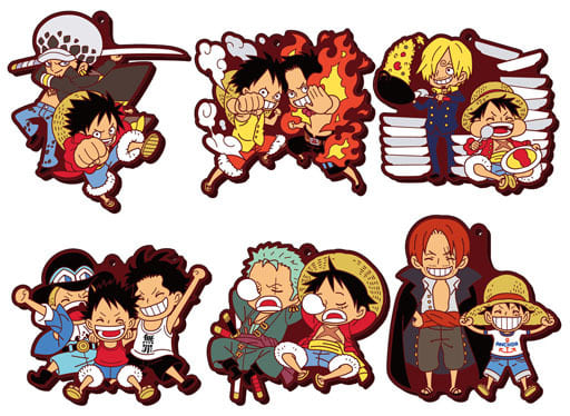 Monkey D. Luffy, etc. One Piece Buddycolle Rubber Mascot Luffy Special! All 6 Types Set Key Ring [USED]