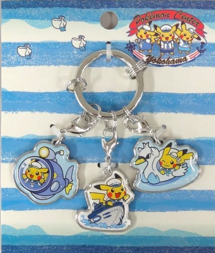Pikachu Pokemon Center Yokohama Pokemon Triple Keychain Pokemon Center Limited Key Chain [USED]
