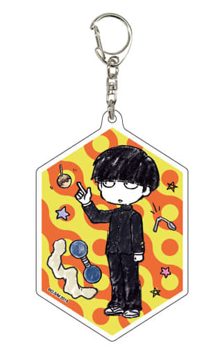 Shigeo Kageyama Background Orange Mob Psycho 100 Season 2 Graph Art Design Acrylic Key Chain 01 Key Chain [USED]