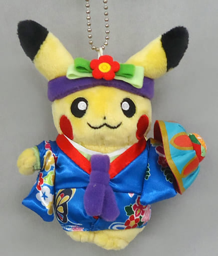 Ryukyu Buyou Pikachu Pokemon Mascot Okinawa Limited Key Chain [USED]
