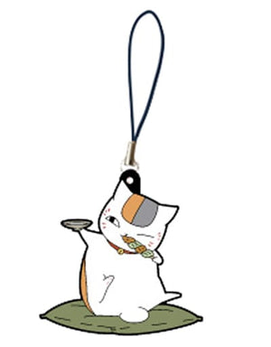 Nyanko-sensei Sitting Natsume's Book of Friends Newly Drawn Osake no Otomo Trading Rubber Strap Key Chain [USED]