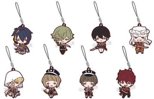Mikazuki Munechika, etc. Touken Ranbu ONLINE Nitotan Rubber Mascot Vol.4 All 8 Types Set Key Chain [USED]