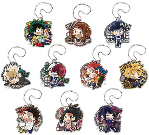 My Hero Academia Izuku Midoriya & Others Pita! Deformed Yuei Dormitory Acrylic Keychain All 10 Types Set Keychains [USED]