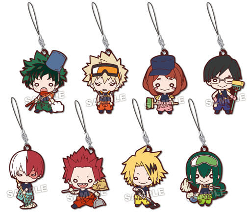 Shoto Todoroki, etc. My Hero Academia Nitotan Cleaning Rubber Mascot All 8 Types Set Key Chain [USED]