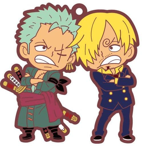 Roronoa Zoro Sanji One Piece Buddycolle Rubber Mascot Log.1 Key Ring [USED]