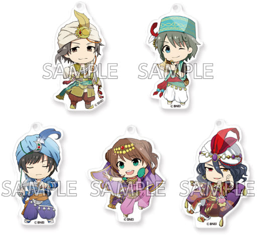 Uduki Makio, etc. THE IDOLM@STER SideM Eformed Kime!tto Acrylic Ball Chain Arabian Nights Live All 5 Types Set Key Ring [USED]
