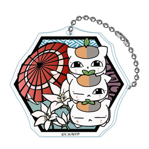 Triple Nyanko Sensei Japanese Umbrella Natsume's Book of Friends Cutout Series Trading Acrylic Keychain Nyanko Sensei & Triple Nyanko Mascot [USED]