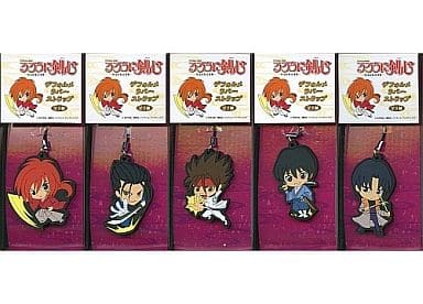 Kenshin Himua, etc. Rurouni Kenshin: Meiji Kenkaku Romantan Deformed Rubber Strap All 5 Types Set Key Chain [USED]