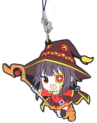 Megumin C KonoSuba: God's Blessing on this Wonderful World! Legend of Crimson Ichiban Kuji Rubber Strap Kyun Chara Illustrations Prize G Key Chain [USED]
