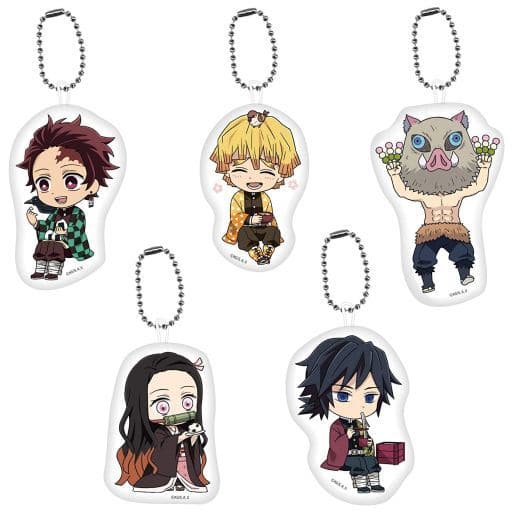 Zenitsu Agatsuma, etc. Demon Slayer: Kimetsu no Yaiba Trading Print Mascot All 5 Types Set Key Chain [USED]