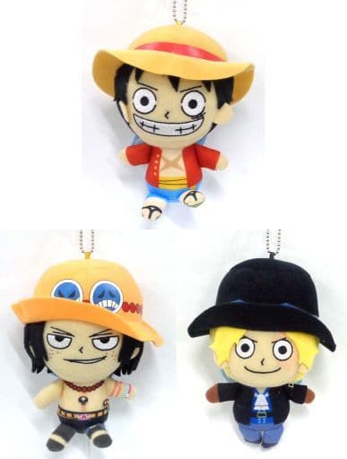 Monkey D. Luffy, etc. One Piece Stuffed Toy that Can Be Attached to Bag 3 Brothers All 3 Types Set Mascot [USED]