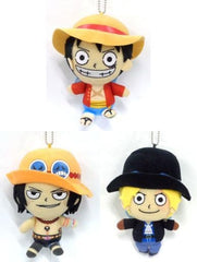 Monkey D. Luffy, etc. One Piece Stuffed Toy that Can Be Attached to Bag 3 Brothers All 3 Types Set Mascot [USED]