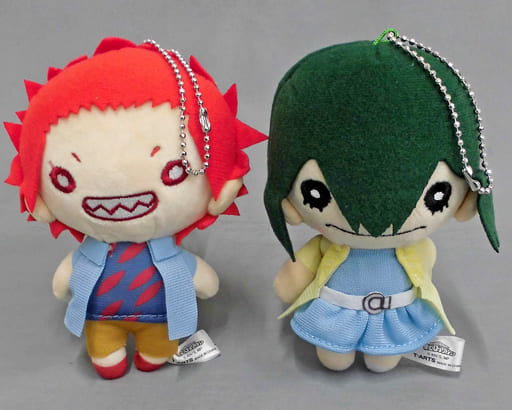 Eijirou Kirishima Tsuyu Asui Plain Clothes My Hero Academia Nitotan Plush Toy Set with Ball Chain Key Chain [USED]