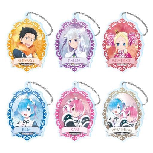 Emilia, etc. Re:ZERO -Starting Life in Another World- Wet Color Series Acrylic Key Chain All 6 Types Set Key Chain [USED]