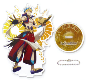 Caster/Gilgamesh Fate/Grand Order: Absolute Demonic Front - Babylonia Big Acrylic Key Chain with Stand Sega Collaboration Cafe Limited Key Chain [USED]