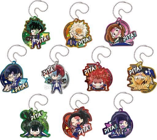Izuku Midoriya, etc. My Hero Academia Pita! Deformed Training Acrylic Key Chain All 10 Types Set Key Chain [USED]