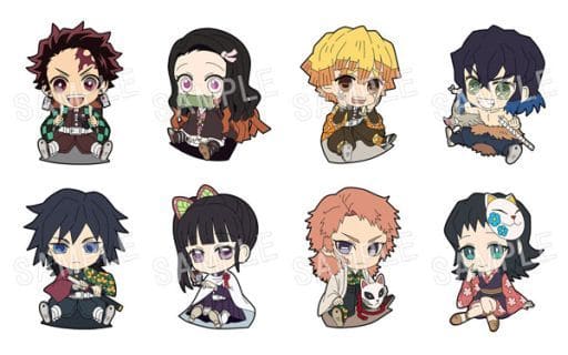 Nezuko Kamado, etc. Demon Slayer: Kimetsu no Yaiba Petanko Trading Rubber Strap All 8 Types Set Key Chain [USED]