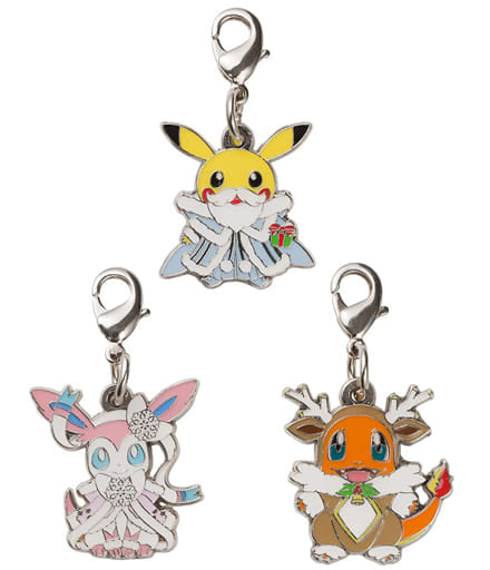 Pikachu, etc. Pokemon Pokemon Frosty Christmas Metal Charm Pokemon Center Limited Set of 3 Charm [USED]