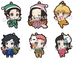 Tanjiro Kamado, etc. Demon Slayer: Kimetsu no Yaiba Eformed Pajachara Rubber Strap Part 1 All 6 Types Set Key Ring [USED]