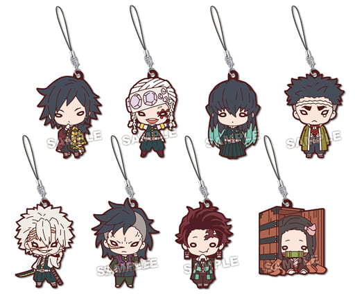 Tanjiro Kamado, etc. Demon Slayer: Kimetsu no Yaiba Nitotan Rubber Mascot Vol.3 All 8 Types Set Key Ring [USED]