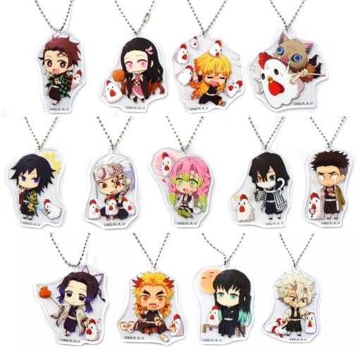 Nezuko Kamado, etc. Demon Slayer: Kimetsu no Yaiba X Lawson Acrylic Key Chain All 13 Types Set Key Ring [USED]