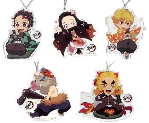 Zenitsu Agatsuma, etc. Demon Slayer: Kimetsu no Yaiba Setsubun Newly Drawn Random Acrylic Charm Setsubun Event Limited All 5 Types Set Charm [USED]