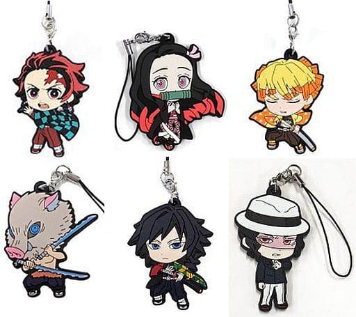 Tanjiro Kamado, etc. Demon Slayer: Kimetsu no Yaiba Capsule Rubber Strap All 6 Types Set Key Chain [USED]